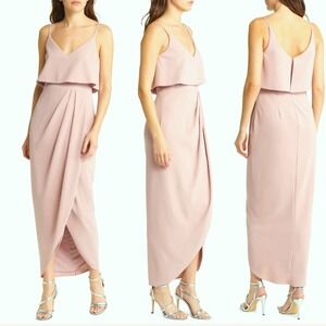 Xscape Blush Scuba Crepe Popover Faux Wrap Dress 16